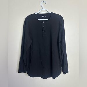 Zyia Size XL Men's Black Long Sleeve Henley Shirt